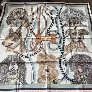 HERMES JOUS DE CASTING SILK SCARL 70cm PINK